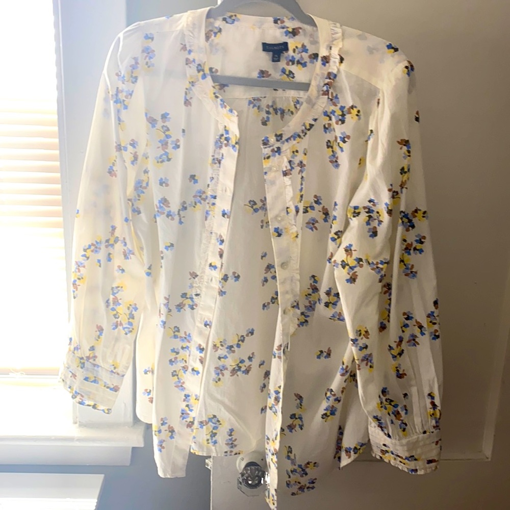 Talbots floral ruffle blouse